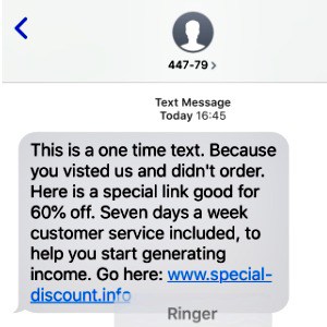 text message from a scam company