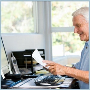 a senior citizen on the computer