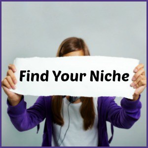business niche girl holding a sign that says find your niche